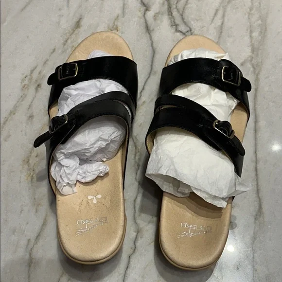 Dansko Karena Real Leather Slide Sandals with Buckle Detail - Picture 13 of 14